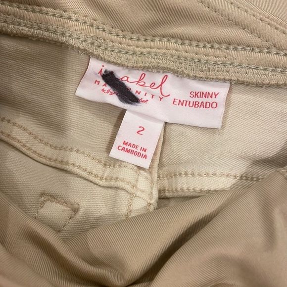 Isabel Maternity Light Khaki Crossover Panel Skinny Pants Multiple Sizes - Picture 5 of 5